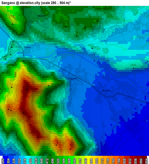 Sangano elevation map