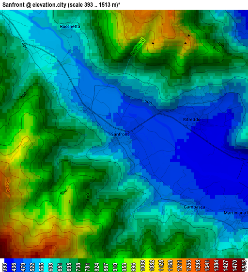 Sanfront elevation map