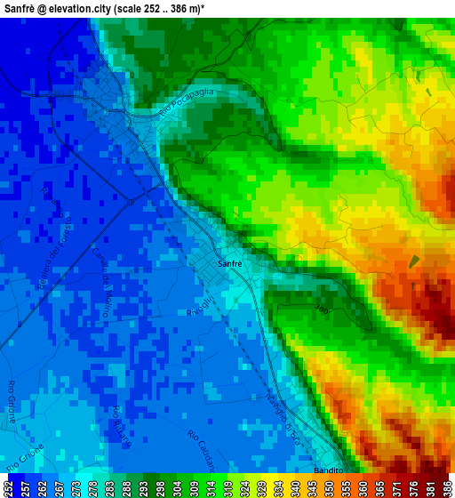 Sanfrè elevation map