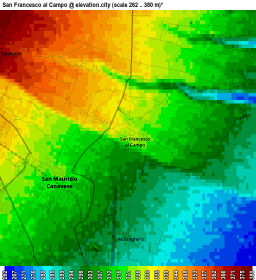 San Francesco al Campo elevation map