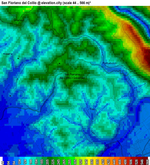 San Floriano del Collio elevation map