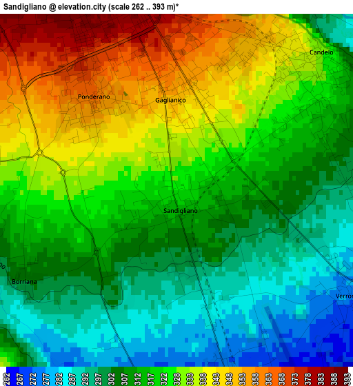 Sandigliano elevation map