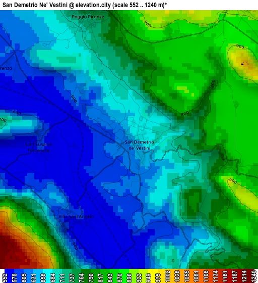 San Demetrio Ne' Vestini elevation map