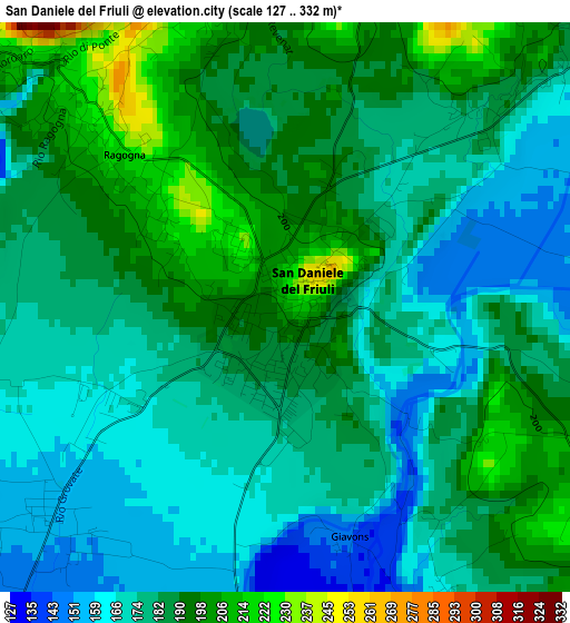 San Daniele del Friuli elevation map