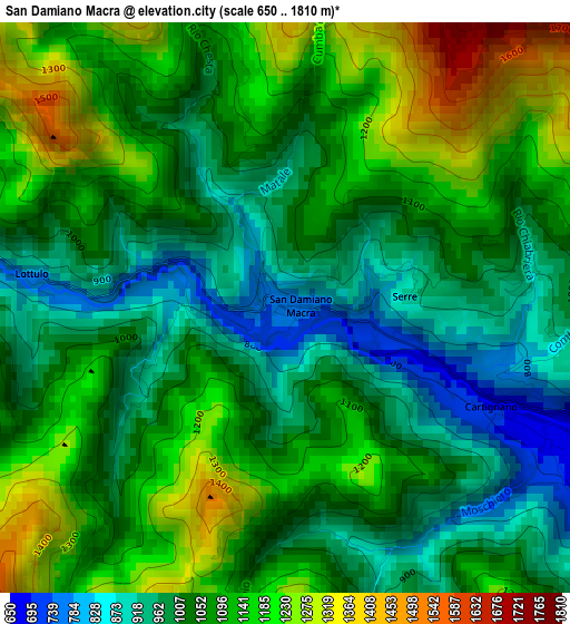 San Damiano Macra elevation map