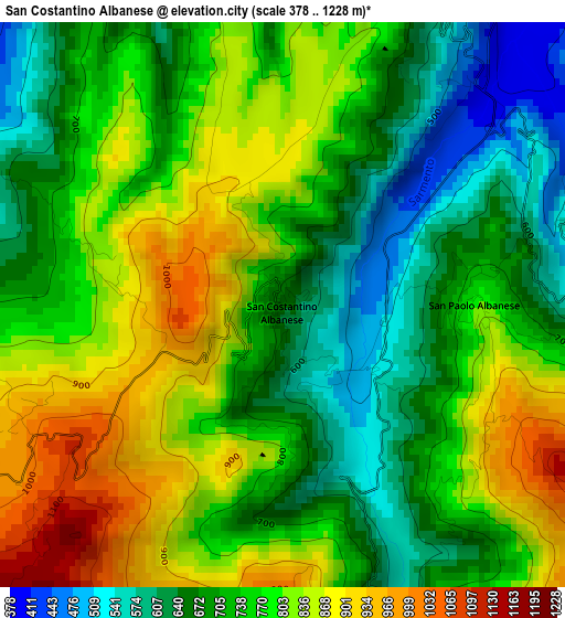 San Costantino Albanese elevation map