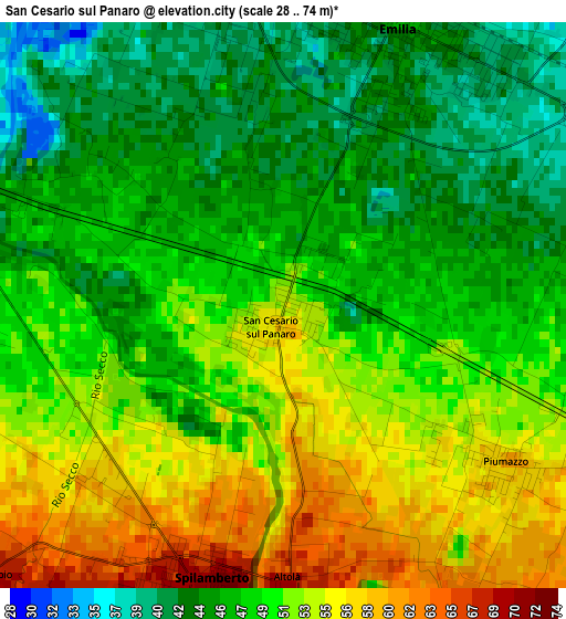 San Cesario sul Panaro elevation map