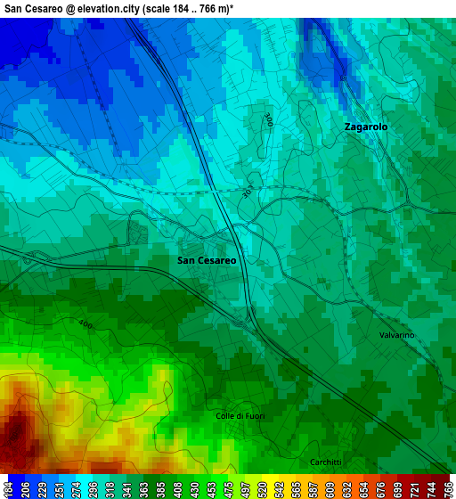 San Cesareo elevation map