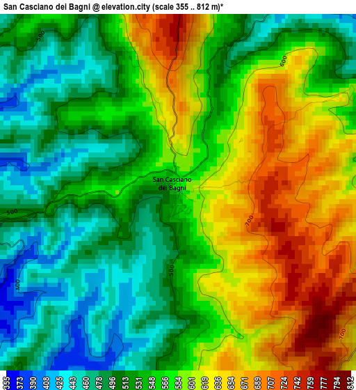 San Casciano dei Bagni elevation map