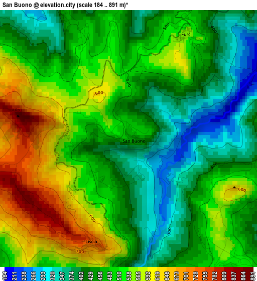 San Buono elevation map