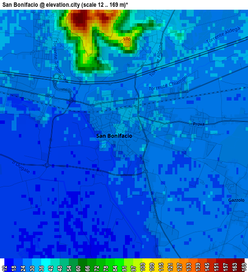 San Bonifacio elevation map