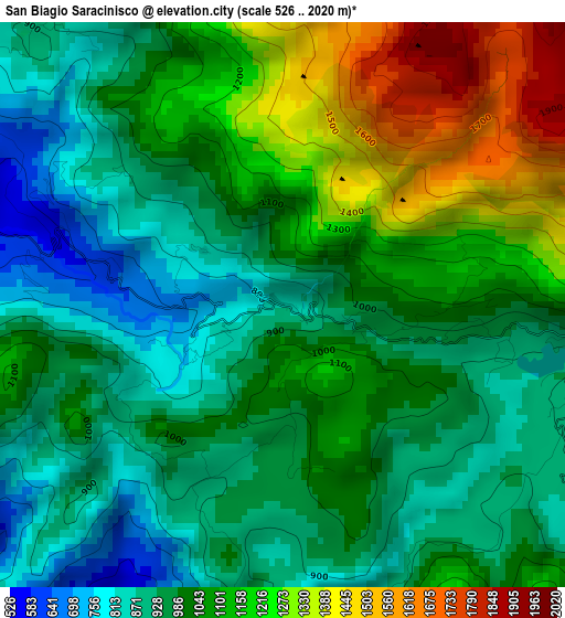 San Biagio Saracinisco elevation map