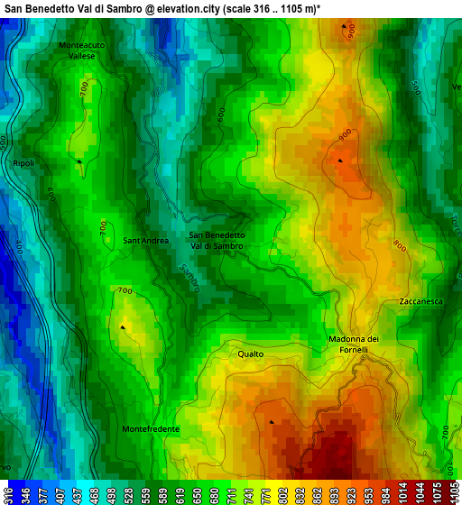 San Benedetto Val di Sambro elevation map