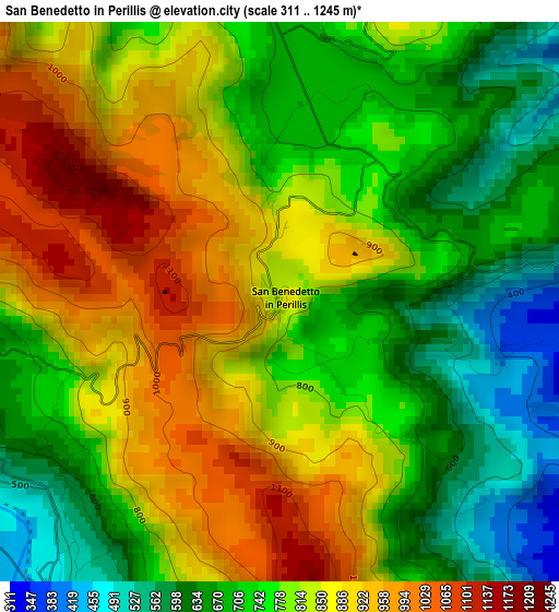 San Benedetto in Perillis elevation map