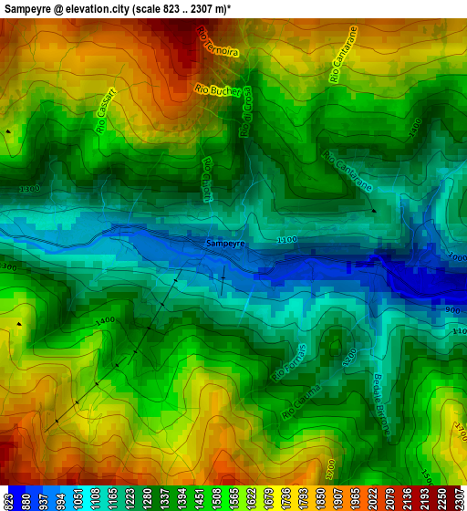 Sampeyre elevation map