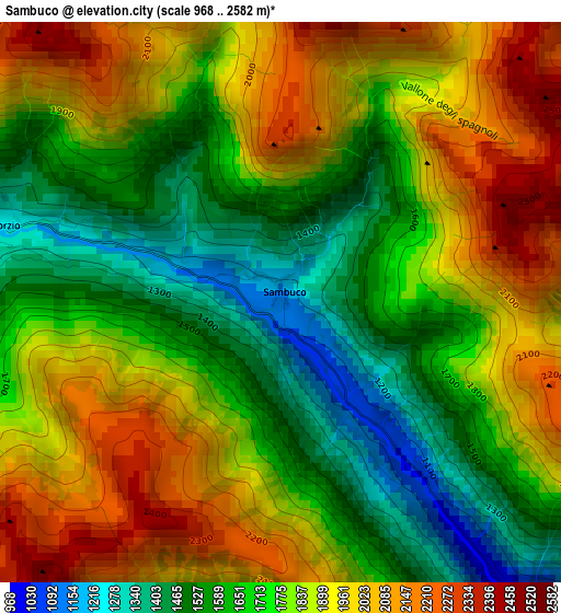 Sambuco elevation map