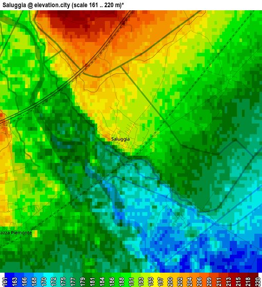 Saluggia elevation map