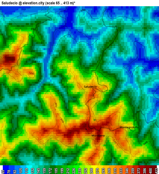 Saludecio elevation map