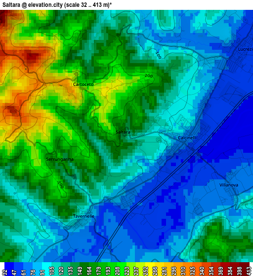 Saltara elevation map