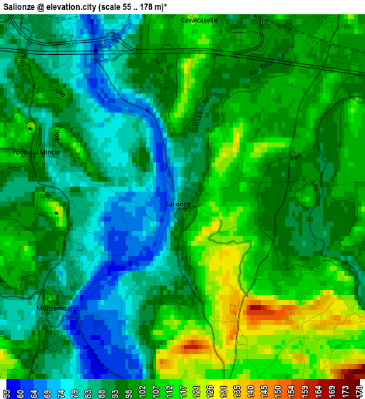 Salionze elevation map