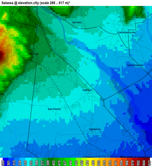 Salassa elevation map