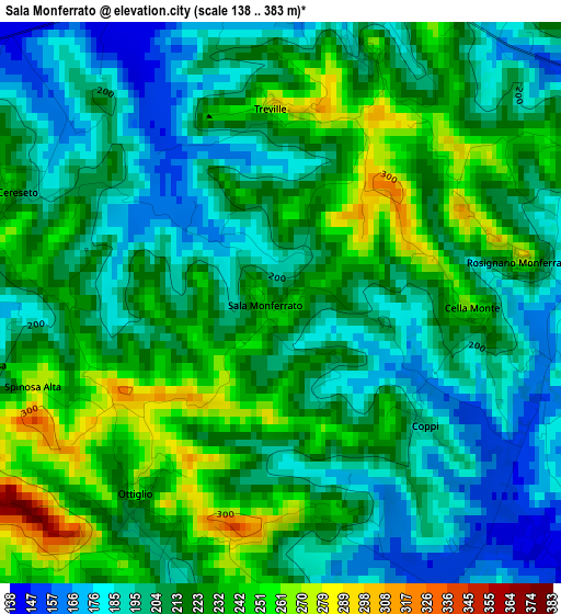 Sala Monferrato elevation map