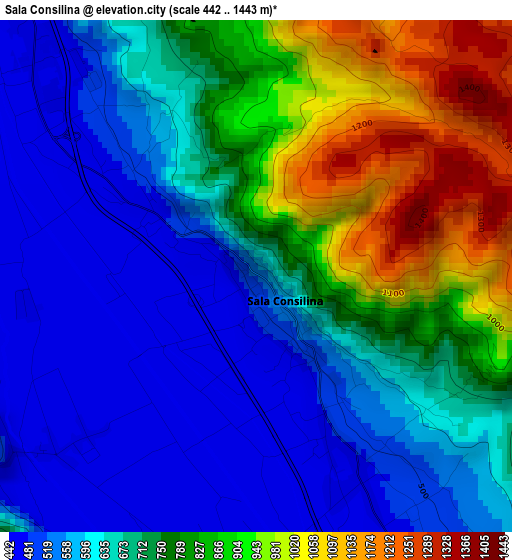 Sala Consilina elevation map