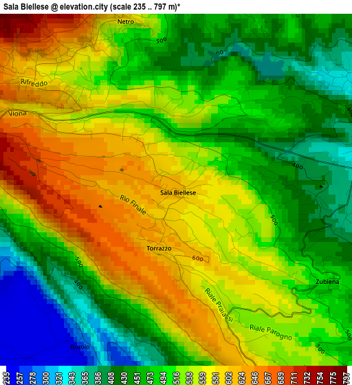 Sala Biellese elevation map