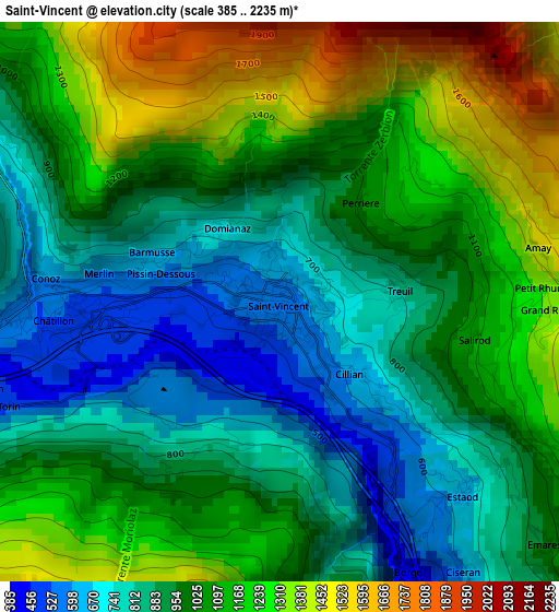 Saint-Vincent elevation map