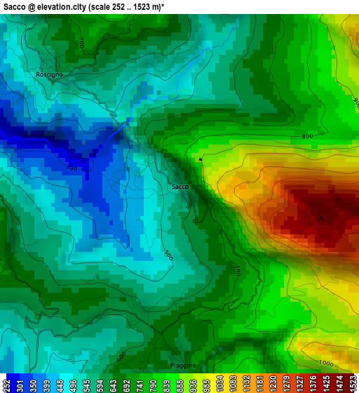 Sacco elevation map