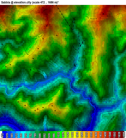 Sabbia elevation map