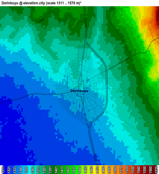 Derinkuyu elevation map