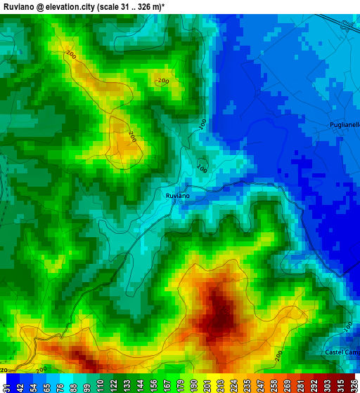 Ruviano elevation map