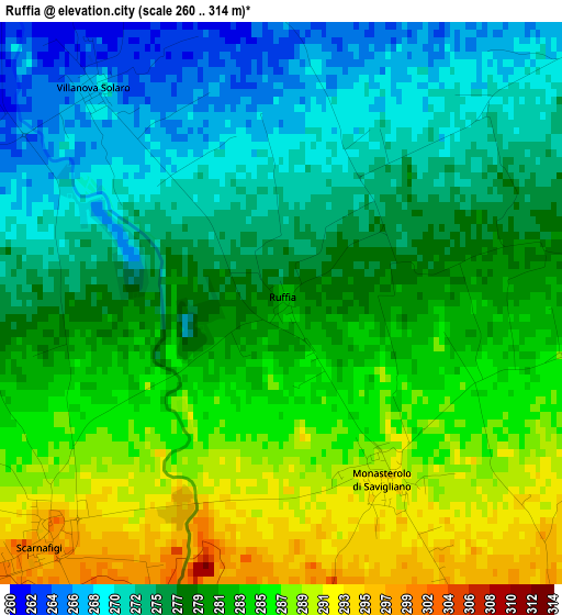 Ruffia elevation map