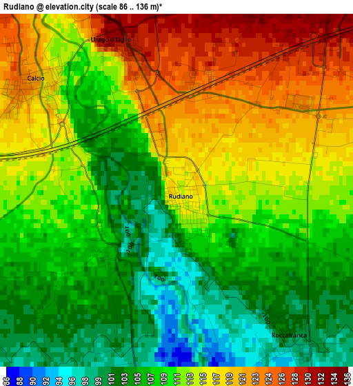 Rudiano elevation map