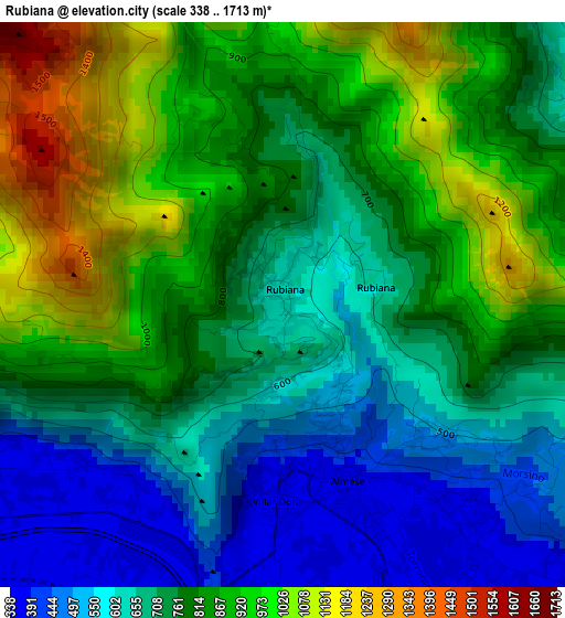 Rubiana elevation map