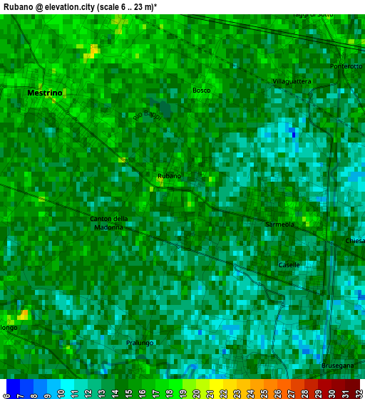 Rubano elevation map