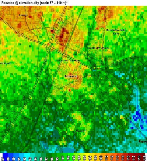 Rozzano elevation map