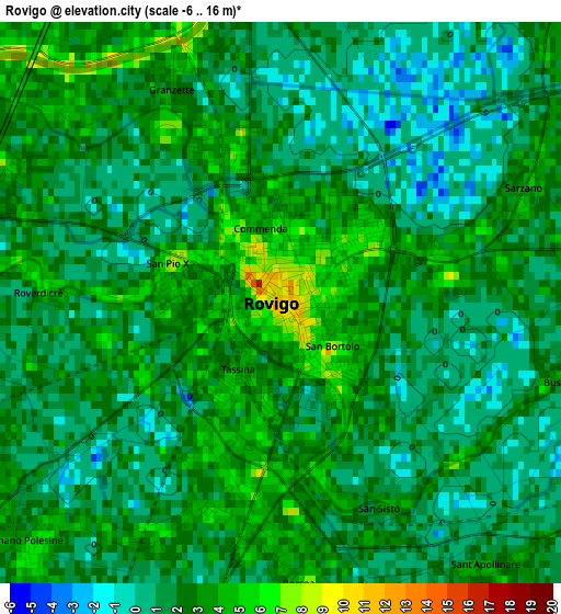 Rovigo elevation map