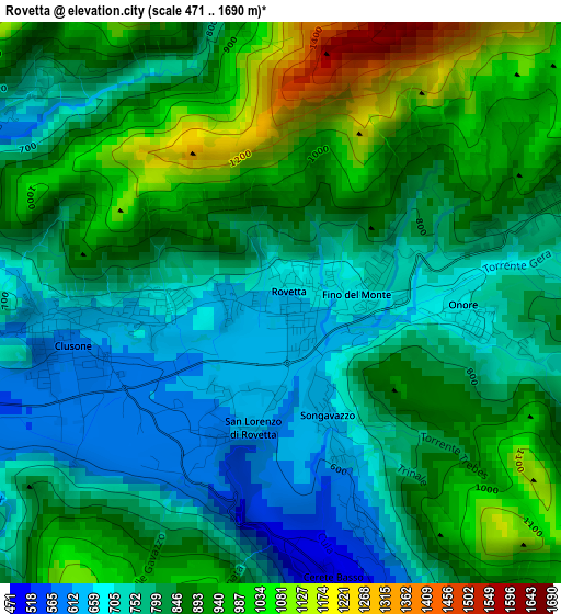 Rovetta elevation map