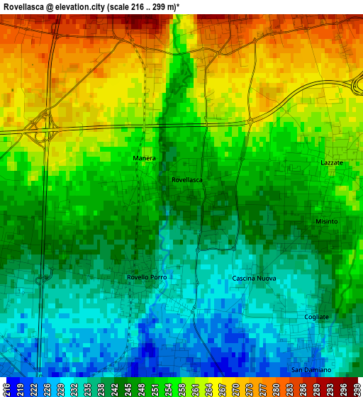 Rovellasca elevation map