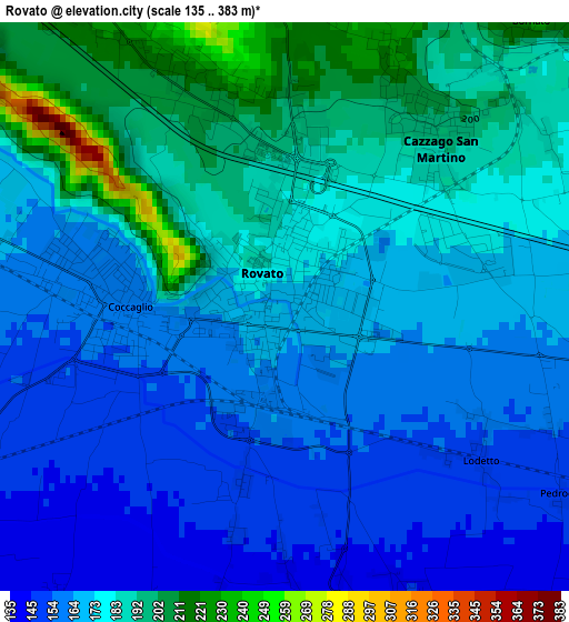 Rovato elevation map