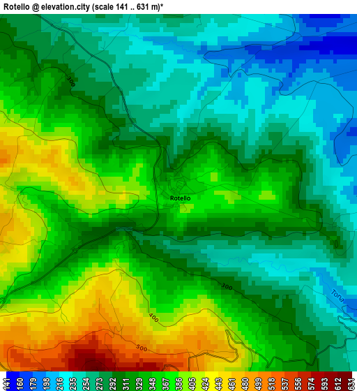 Rotello elevation map