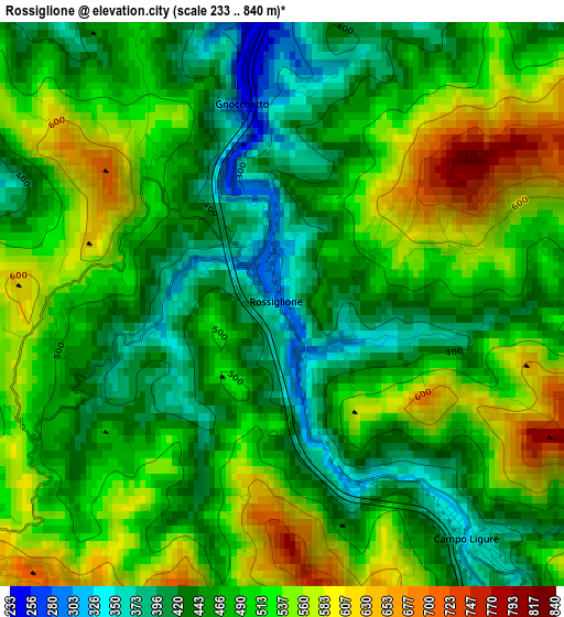 Rossiglione elevation map