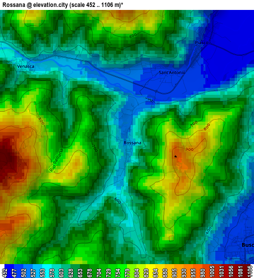 Rossana elevation map