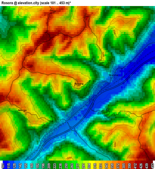 Rosora elevation map