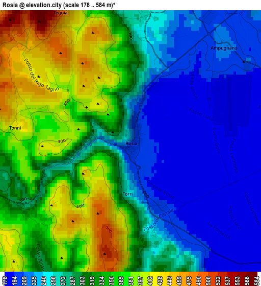 Rosia elevation map