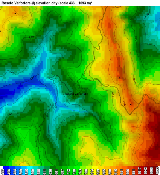 Roseto Valfortore elevation map