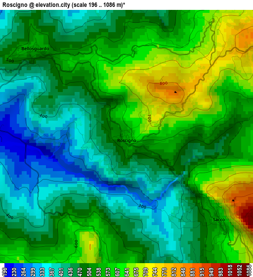 Roscigno elevation map