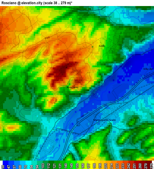 Rosciano elevation map